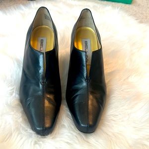 Bellini dark gray leather booties